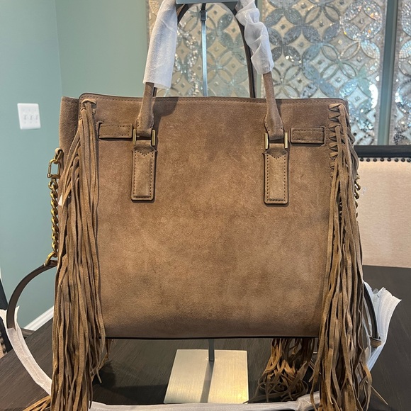 NWT Michael Kors Hamilton Large Fringe Suede Satchel - Picture 13 of 13